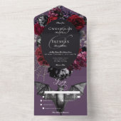 Invitation Tout En Un Dîner Mariage Fleur violet foncé d'Halloween Glam (À l'intérieur)