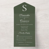 Invitation Tout En Un Dîner moderne Monogram Dark Green (À l'intérieur)