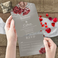 Dîner moderne rouge et Brown Rose gris floral