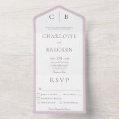 Invitation Tout En Un Dîner monogramme minimal rose et blanc poussiéreux (À l'intérieur)