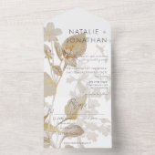 Invitation Tout En Un Dîner Neutre Tan Fleur sauvage Moderne (À l'intérieur)