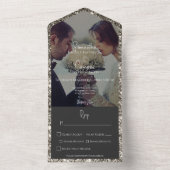 Invitation Tout En Un Dîner photo Parties scintillant argent moderne (À l'intérieur)