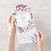 Invitation Tout En Un Dîner romantique Lilac & Rosé Floral Oval Frame (Déchirure)