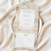 Invitation Tout En Un Dîner Romantique Neutre Vintage Hydrangeas