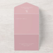 Invitation Tout En Un Dîner rose Monogramme moderne (Dehors)
