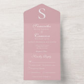 Invitation Tout En Un Dîner rose Monogramme moderne (À l'intérieur)