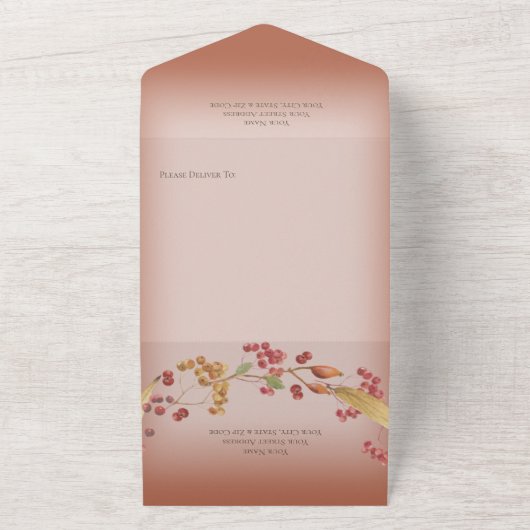 Invitation Tout En Un Dîner Rustique Autumn Leaf & Berry Wreath Rust (Dehors)