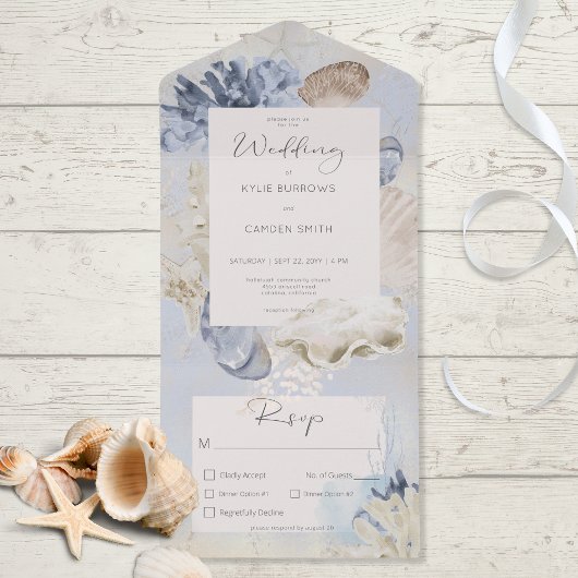 Invitation Tout En Un Dîner Rustique Blue Ocean Beach