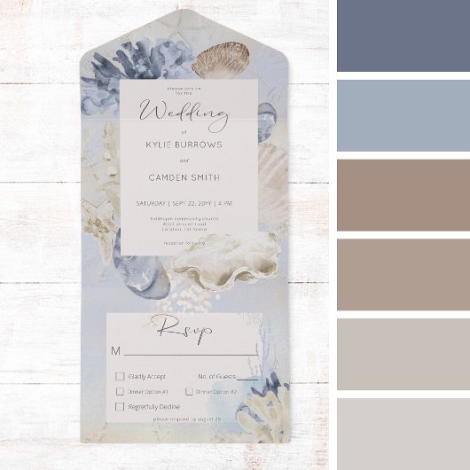 Invitation Tout En Un Dîner Rustique Blue Ocean Beach