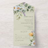 Invitation Tout En Un Dîner Rustique Daisy & Lavender Floral Sage Green (À l'intérieur)