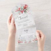 Invitation Tout En Un Dîner Rustique hiver Holly & Pine Mariage (Déchirure)