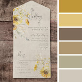 Invitation Tout En Un Dîner Rustique Jaune & Brown Été Tournesol