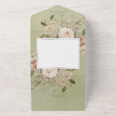 Invitation Tout En Un Dîner Rustique Neutre Tan & Vert Arc Floral (Dehors)