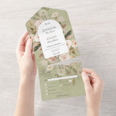 Invitation Tout En Un Dîner Rustique Neutre Tan & Vert Arc Floral (Déchirure)