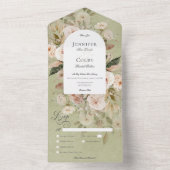 Invitation Tout En Un Dîner Rustique Neutre Tan & Vert Arc Floral (À l'intérieur)