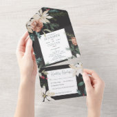 Invitation Tout En Un Dîner Rustique Noir Pine de Noël (Déchirure)