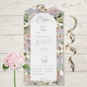 Invitation Tout En Un Dîner Rustique Pastel Hydrangeas Arc Blanc