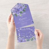 Invitation Tout En Un Dîner Rustique Peri Flowers & Papillon Purple (Déchirure)