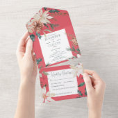 Invitation Tout En Un Dîner Rustique rouge pin de Noël (Déchirure)