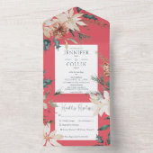 Invitation Tout En Un Dîner Rustique rouge pin de Noël (À l'intérieur)