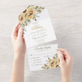 Invitation Tout En Un Dîner Rustique Soft Yellow Sunflowers (Déchirure)