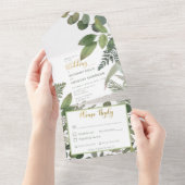 Invitation Tout En Un Dîner Rustique Tropical Green & Eucalyptus (Déchirure)