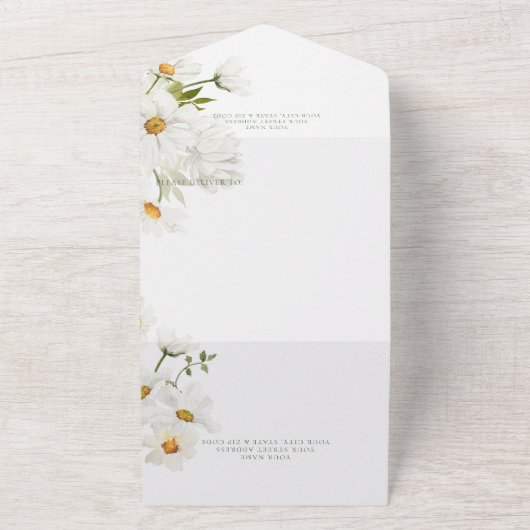 Invitation Tout En Un Dîners Rustiques & Fleurs Blanches (Dehors)