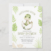 Invitation Tout en un Dinosaur Hatching Bientôt Baby shower (Devant)