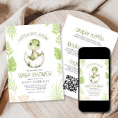 Invitation Tout en un Dinosaur Hatching Bientôt Baby shower