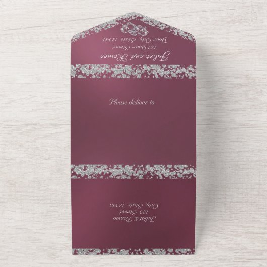 Invitation Tout En Un Double Coeur & Parties scintillant - Lavande (Dehors)