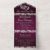 Invitation Tout En Un Double Coeur & Parties scintillant - Violet (À l'intérieur)