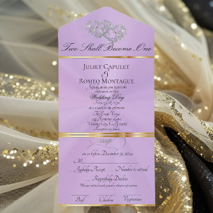 Invitation Tout En Un Double Hearts - Lavande/Argent