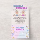 Invitation Tout En Un Double Trouble Twin Boy & Girl Baby shower (À l'intérieur)