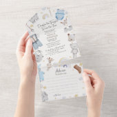 Invitation Tout En Un Double Trouble Twin Boys & Conseil Baby shower (Déchirure)