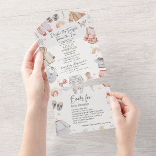 Invitation Tout En Un Double Trouble Vêtements Jumeaux Filles Livres Bab