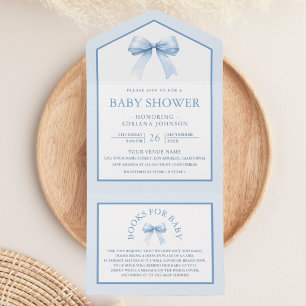 Invitation Tout En Un Douce Baby Shower Arc-en-ciel Rose Pastel