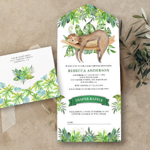 Invitation Tout En Un Douce Fête de Naissance de Paresseux Endormi Adora