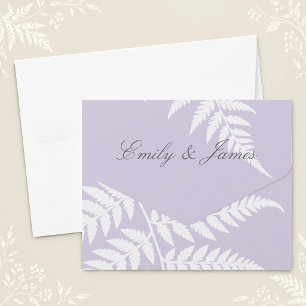 Invitation Tout En Un Douce Mariage Élégant Fougère Blanche Lavande