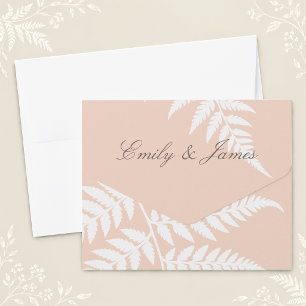 Invitation Tout En Un Douce Mariage Élégant Fougère Blanche Pêche