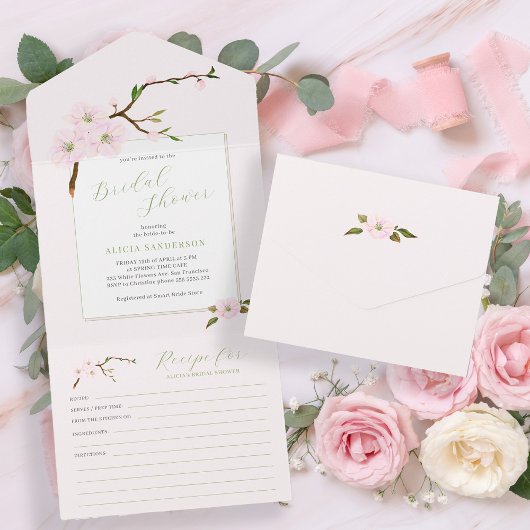Invitation Tout En Un Douche nuptiale fleurie rose vif avec recette