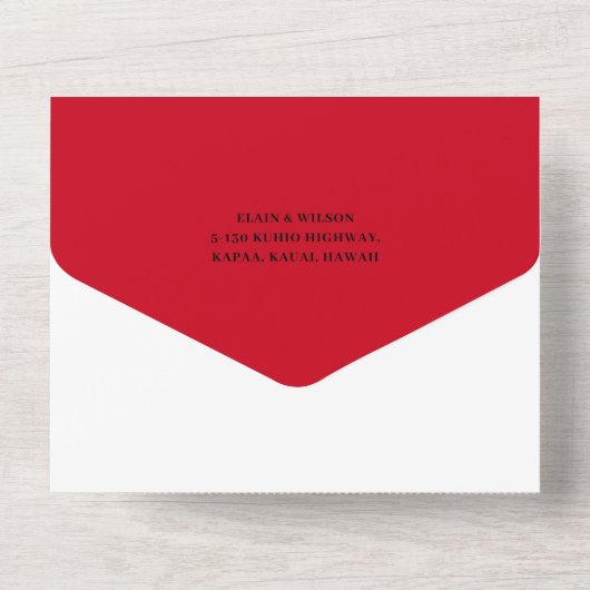 Invitation Tout En Un ©Dragon-Phoenix Mariage chinois d'or rouge (Verso)