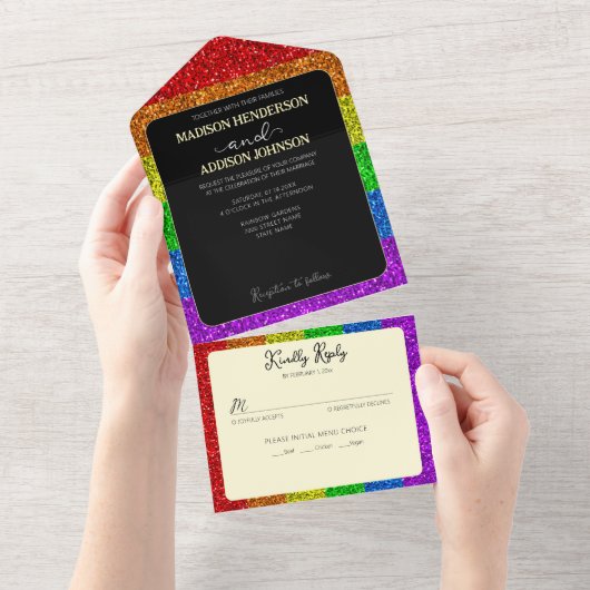 Invitation Tout En Un Drapeau LGBT arc-en-ciel scintille gay lesbienne m (Déchirure)