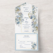 Invitation Tout En Un Dreamy Dusty Blue Floral Mariage (À l'intérieur)