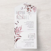 Invitation Tout En Un Dreamy Foliage Mariage Bourgogne ID817 (À l'intérieur)