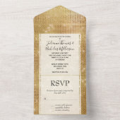 Invitation Tout En Un Dreamy Glitzy Gold Sparkle Mariage (À l'intérieur)