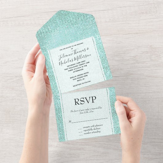 Invitation Tout En Un Dreamy White Mint Sparkle Mariage (Déchirure)