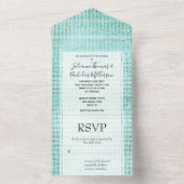 Invitation Tout En Un Dreamy White Mint Sparkle Mariage (À l'intérieur)