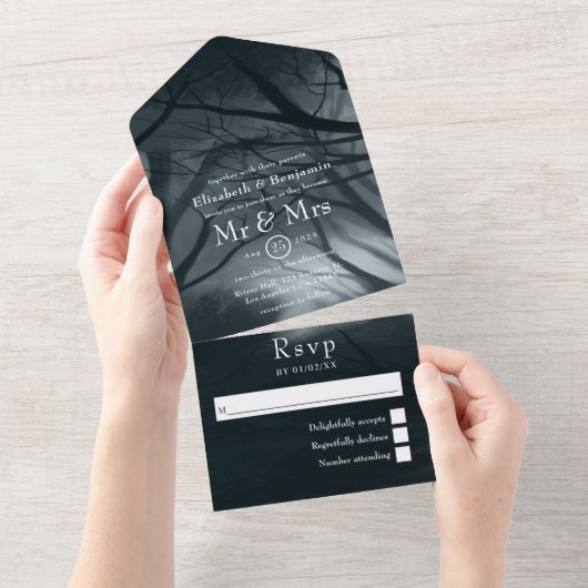 Invitation Tout En Un Dreamy Woodland Forest Mariage (Déchirure)