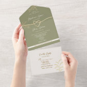 Invitation tout-en-un du Mariage vert olive neutre (Déchirure)