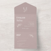 Invitation Tout En Un Dusky Mauve Simple Mariage moderne (À l'intérieur)